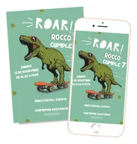 Comprar Invitación, Tarjeta Cumple Dinosaurio Whatsapp - P Imprimir