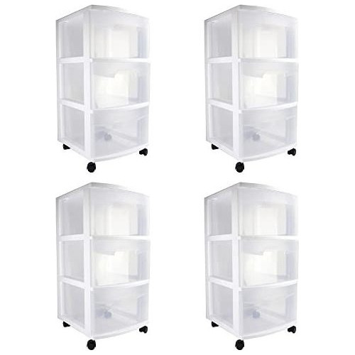 28308002 Home Stackable 3 Drawer Wide Plastic Storage O...