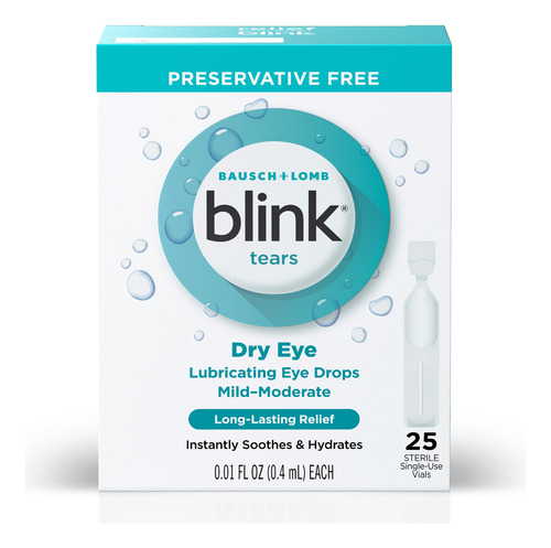 Gotas Para Ojos Blink Tears Sin Conservantes, 0,4 Ml, 25 Uni
