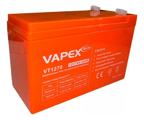 Bateria 12v 7ah Vapex Auto A Bateria Juguete Alarma Ups