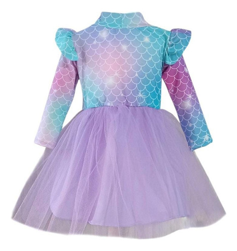 Disfraz Vestido Sirenita Ariel Tutu Bebe Manga Larga Lila 1
