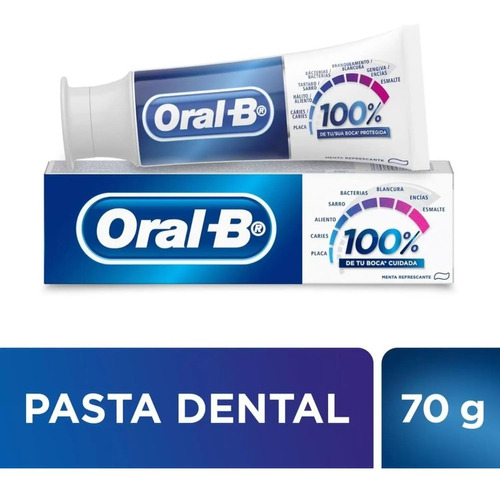 Pasta de dentes Oral-B 100% De sua boca cuidada  em creme 70 g