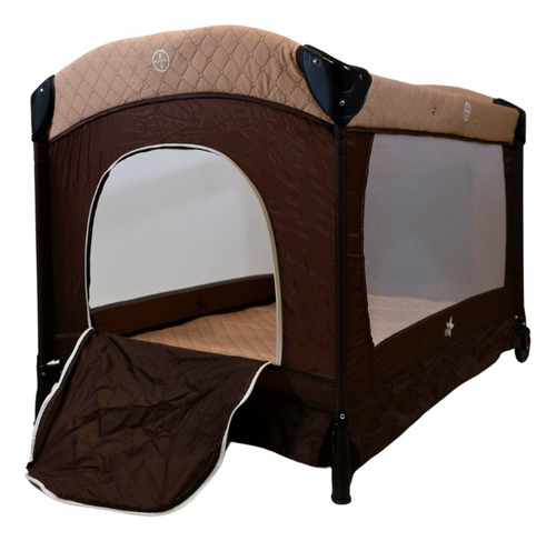 Cuna Corral Para Bebé Starkids Galaxis Portátil Mecedora Color Beige Diseño De La Tela Liso