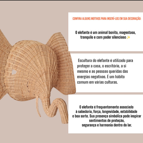 Decoração De Parede Elefante De Palha Para Quarto De Bebê