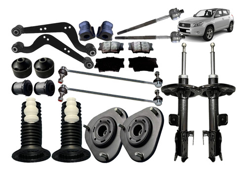 Kit Amortecedor Bieleta Buchas Braço Pastilha Rav4 06 A 13