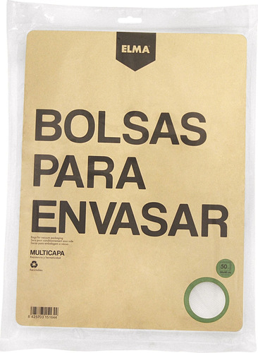 Bolsas Para Envasadora Al Vacío Alimentos 25 X 35cm Elma 50u