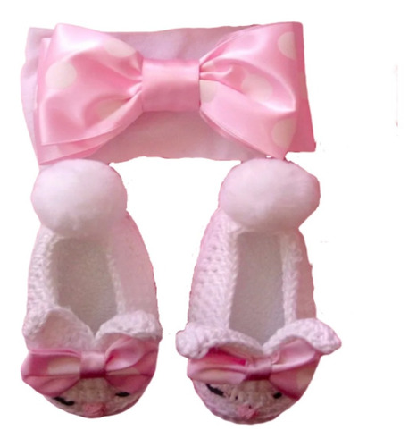 Zapatos Tejidos Con Tiara Para Bebé De Conejita