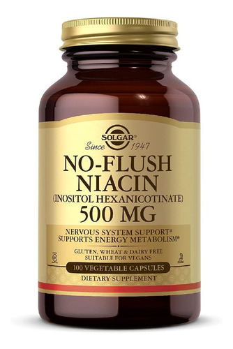 Vitamina B3 Niacin No-flush 500 Mg Solgar 100 Capsulas