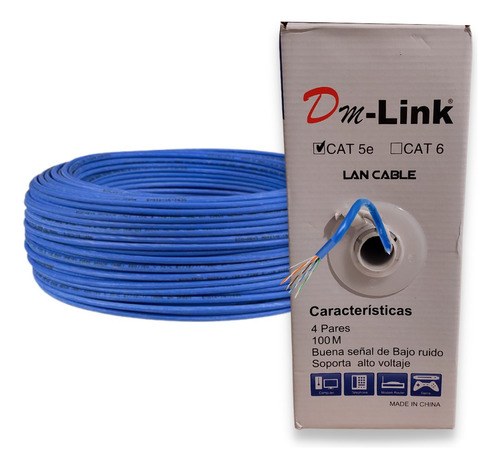 Cable Red Utp Cat 5e Unifilar De Aleación - Caja 100mts Azul