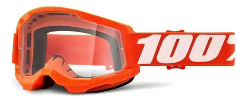 Óculos 100% Strata 2 Orange Cross Motocross Trilha Loja Cor da lente TRANSPARENTE-CLEAR Tamanho Único