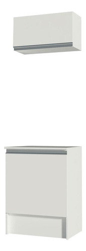 Kit Madesa Topazio 60cm 2 Portas Com Armário Aéreo E Balcão Cor Branco
