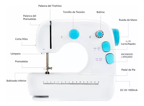 Mini máquina de coser para principiantes, máquina de coser portátil, 12  puntadas integradas, pequeña máquina de coser de doble hilo y máquina de