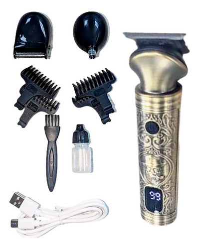 Rasuradora Eléctrica 3 En 1 Kit Hombre Barba Bigote Aseo Color Dorado