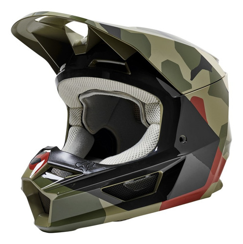 Casco Moto Niño Fox V1  Bnkr Verde Camo Mx/mtb