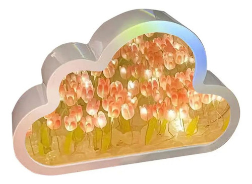 Luz Nocturna Con Espejo De Tulipán Nube Para Dormitorio Cute