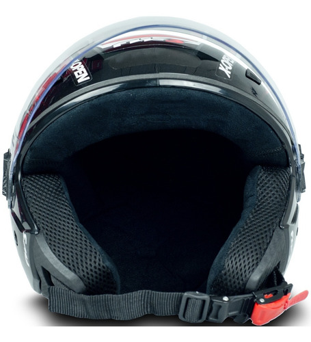 Imagem 3 de 6 de Capacete Moto Aberto X Open Preto Vermelho Viseira Cristal
