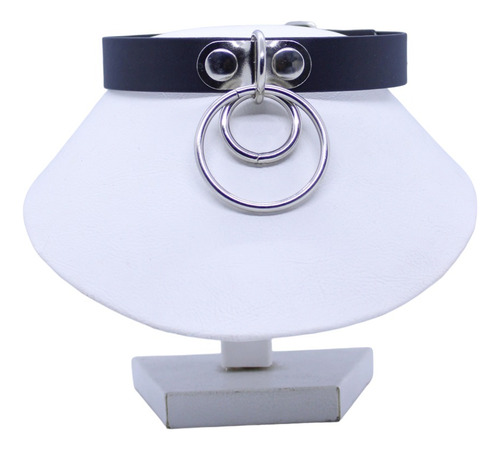 Choker Hoo 20mm Doble Anillo Ring Bdsm Cuero Sintetico