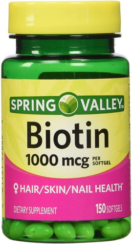 Biotina Com 1000 Mcg Spring Valley® - 150 Capsulas - Eua