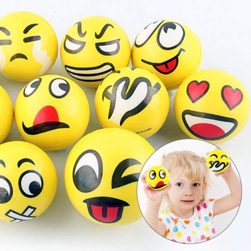 Pelota Antiestres Caras Emoticón Espuma X12 Unidades