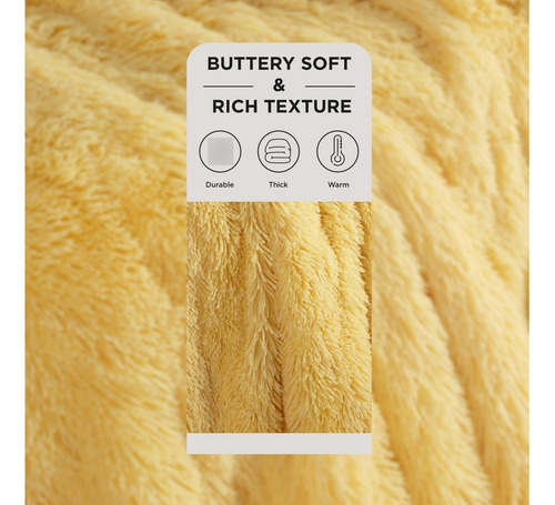 Manta De Felpa Borrega Abrigadora Amarillo Claro 228x274cm Amarillo Liso