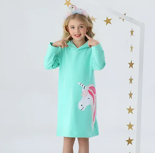 Vestido Algodón Manga Larga Capucha Niñas