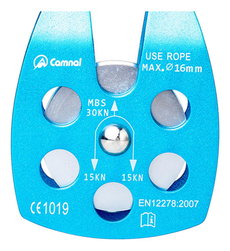 30kn Polea Encaja Para 16mm Cuerda De Escalada Aparejo Azul