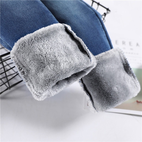 Jeans Cálido Felpa Elástico Invierno De Mujer
