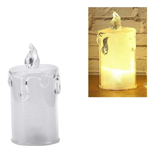 10 Velas Led Eletrônica Decorativa Acrilico Transparente Luz