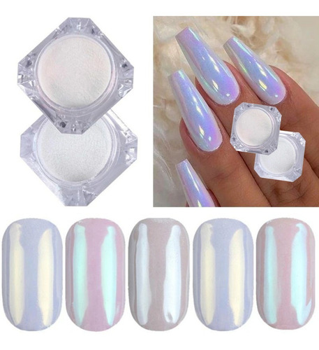 Kit 6 Pó Sereia Cromado Decoração De Unhas E Maquiagem Cor Colorido