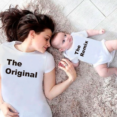 Mameluco Bebé  Y Camiseta Mamá The Original Y The Remix
