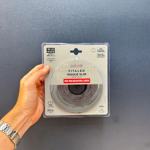 Fita Led Risque Ultra Fina 3mm 8w 6500k 5m 12v Pr Deluxe Luz Branco-frio Tensão De Operação 8w/m 24v
