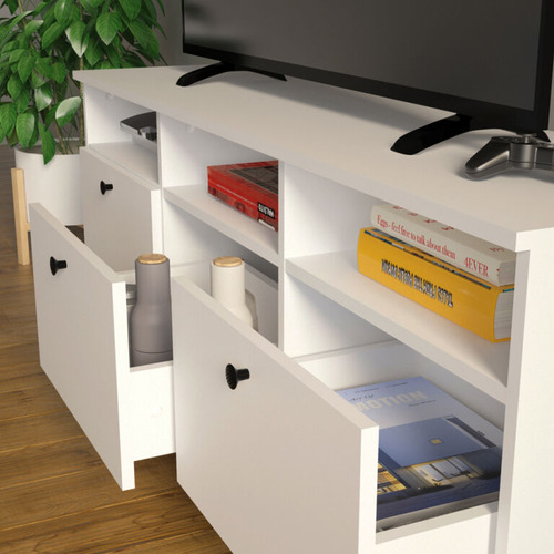 Rack Tv Centro Estant Rack Tv Blanco Mt5000bl Ancho 130cm