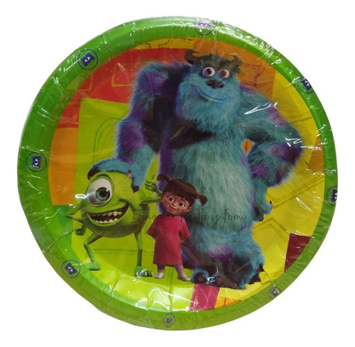 Platos De Monster Inc 90 Piezas Fiesta Cumpleaños Decoracion