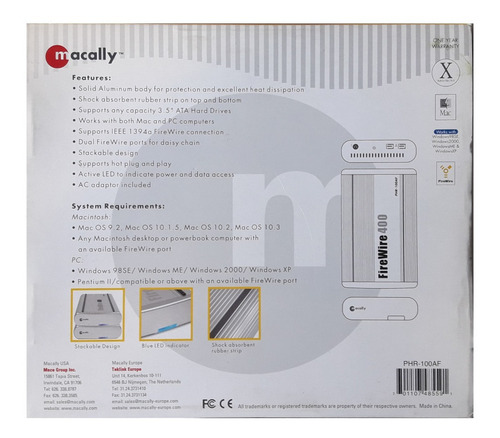 Cofre Hard Disk Macally Phr-100ac Firewire Usb2