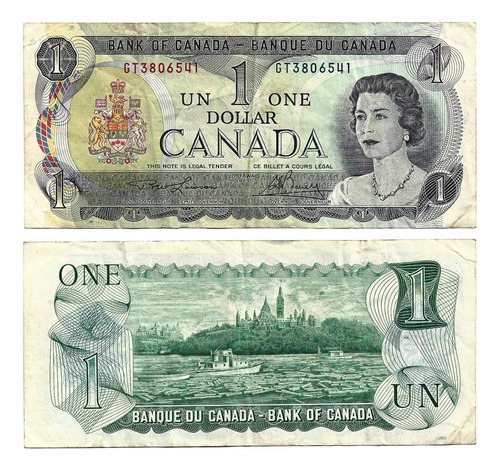 Billete Canadá 1 Dólar 1973 Reina Isabel I I (Usado)