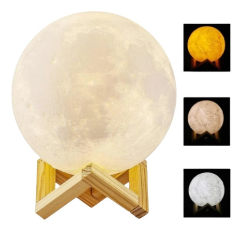 Lampara Luna 3d Luz Led Usb Recargable