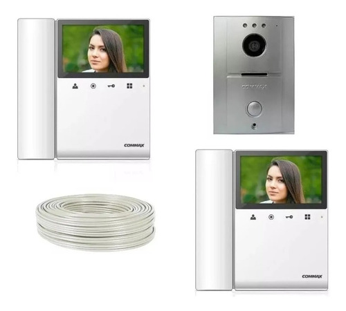 Kit Video Portero Commax 2 Monitor 4.3 Interfon 40m Cablemsi