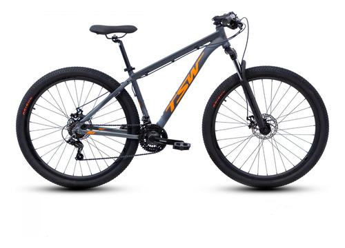 Mountain bike TSW Mountain Bike Ride 2021 aro 29 L-19" 21v freios de disco mecânico câmbios Shimano cor cinza/laranja