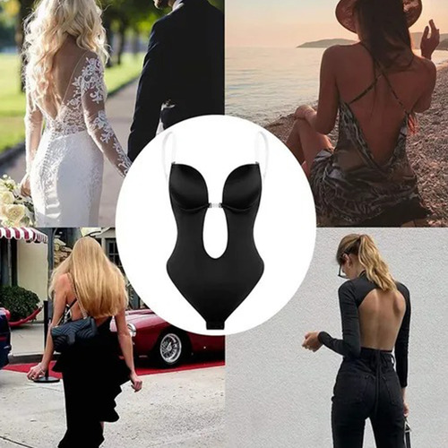 Body Shapewear Mujer Cuello En V Profundo Sin Espalda Correa