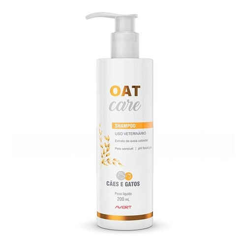 Oat Care Shampoo Avert Para Cães E Gatos Pele Sensível 200ml