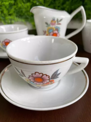 Conjunto De Chá E Café Porcelana Pozzani Antigo