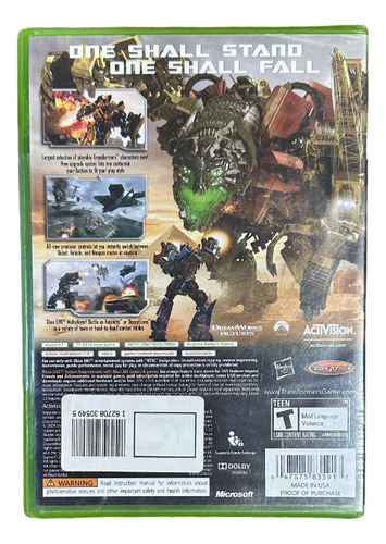 Transformers: Revenge Of The Fallen Xbox 360- Sellado (Usado)