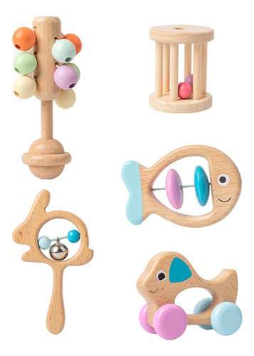 5x Madera Barbell Regalos Cognición Montessori