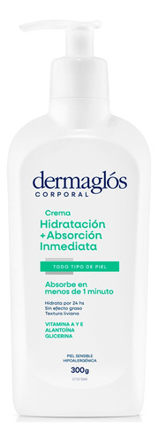 Crema Dermaglos Corporal Hidratacion Inmediata X 300 Ml