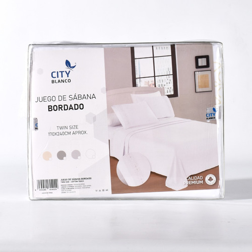 Juego Sabanas Twin Size Microfibra Bordadas Hotelera Brodery