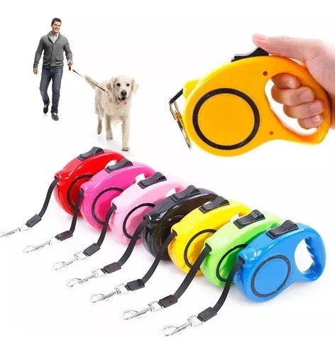 Correa Retractil Paseo Mascotas Perros Gatos 5mts