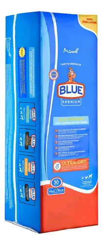 Tapete Higiênico Blue Premium Super Absorvente Para Cães 82x60cm 30 Unidades