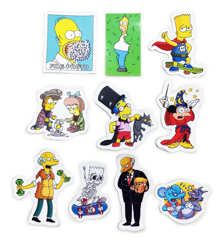Pack X 10 Stickers Calcos Vinilo Autoadhesivos Los Simpsons