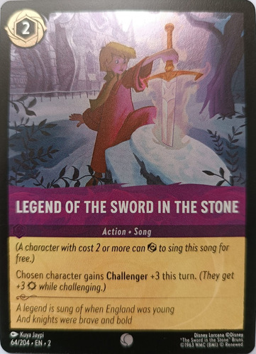 Disney Lorcana Tcg Legend Og The Sword In The Stone 64/204 R