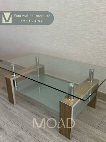Mesa De Centro Vidrio Rectangular 100cm Color Marrón Claro
